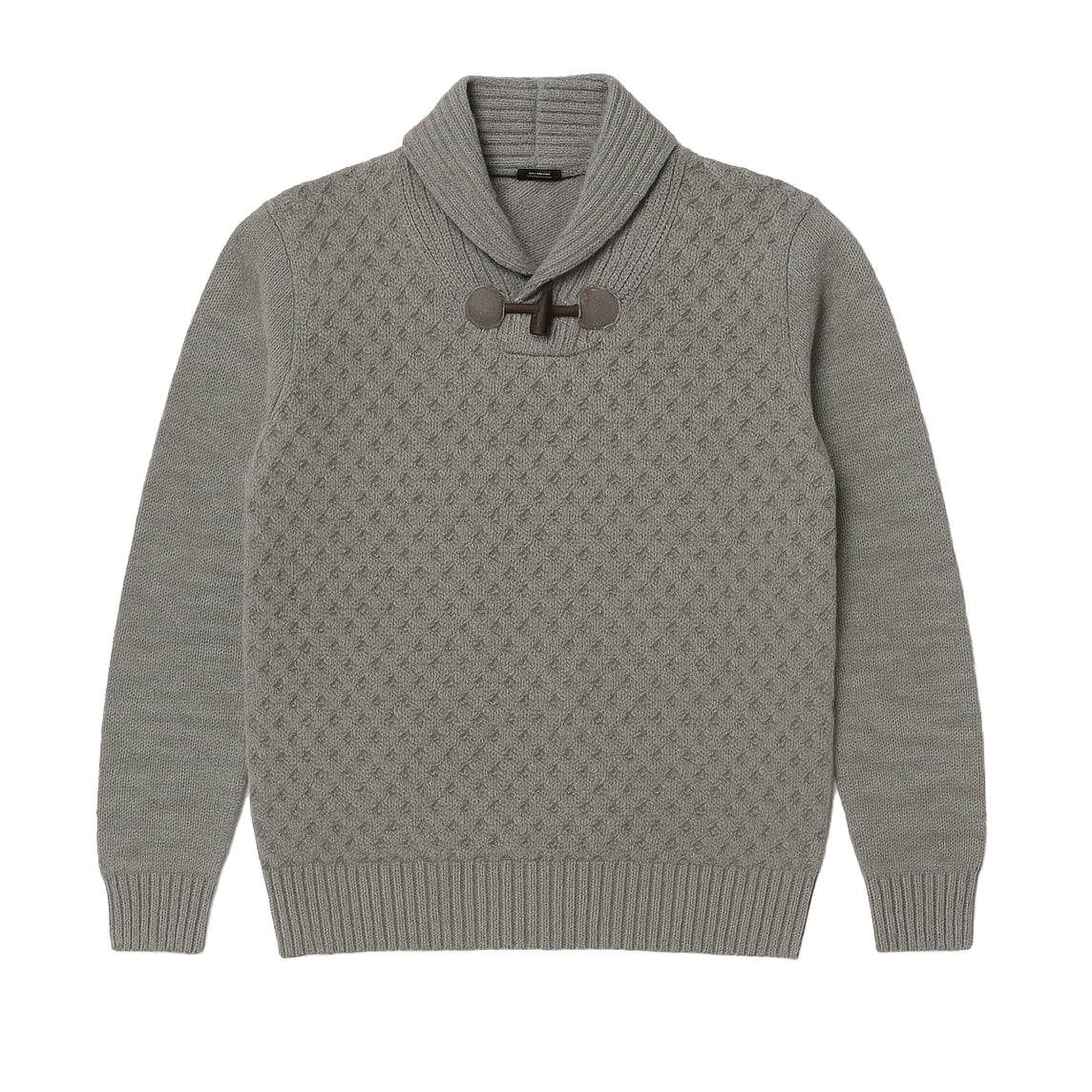 Gray patterned sweater with a collar on a white background